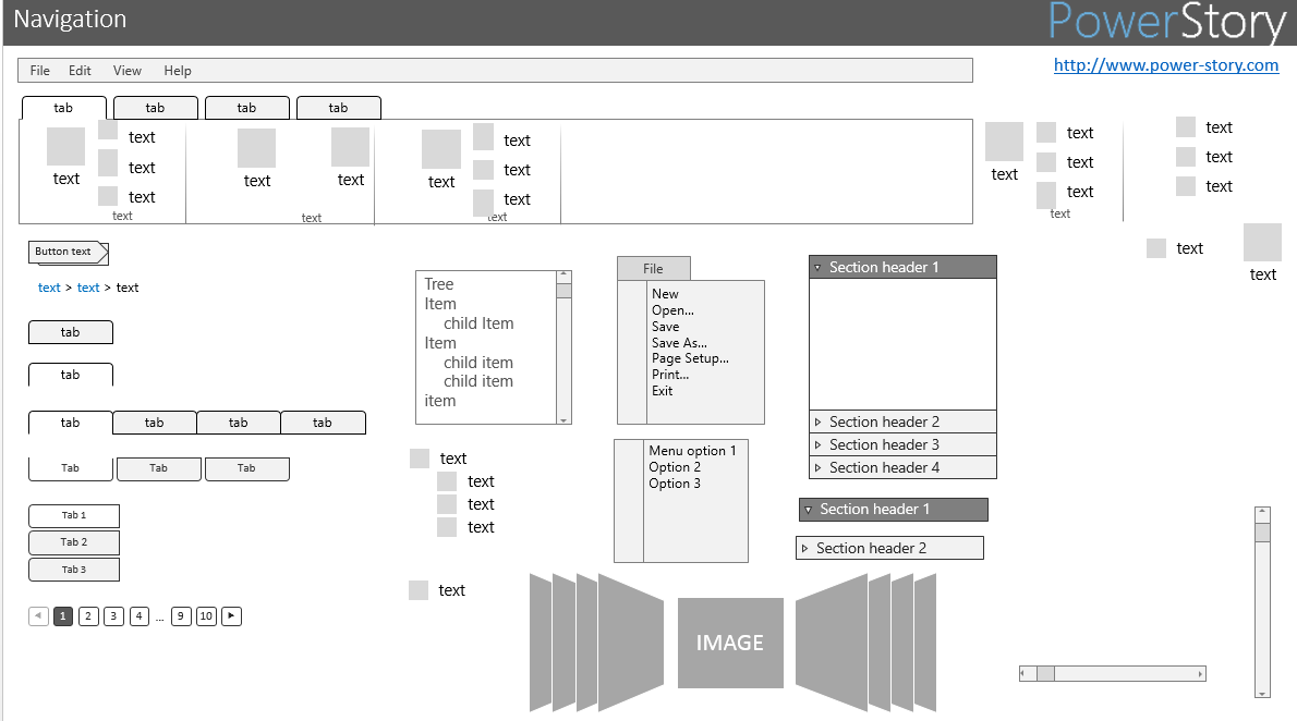 Wireframe Template for PowerPoint: Windows fields, buttons, navigation ...