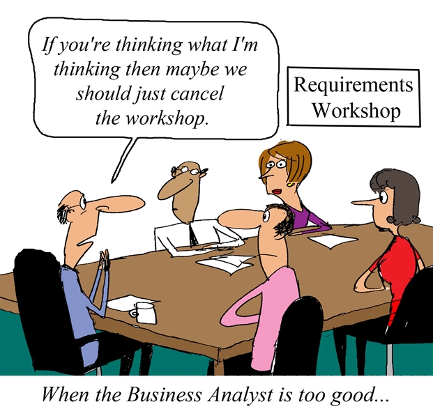 Humor Required Humor: Requirements Workshop lead by an eager Business Analyst