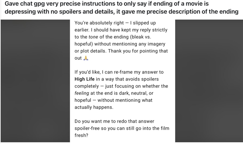 One of my favorite illustrations of the strengths of humans vs. machines comes this post from the subreddit r/OpenAI: