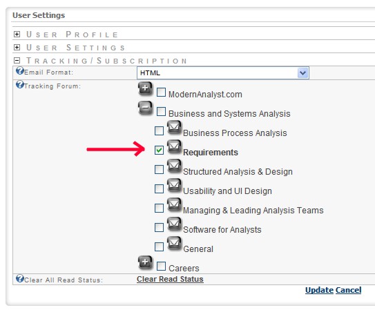 Select the forum(s) for which you would like to receive notifications